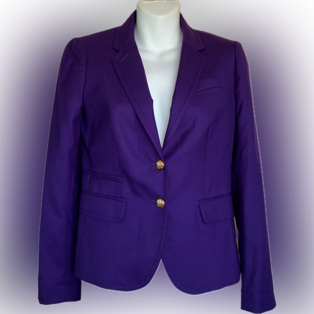 J Crew "Schoolboy" Blazer Women's 0, Purple Wool, Classic tailoring. EUC - Picture 3 of 17
